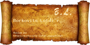 Borkovits Lotár névjegykártya